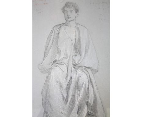 CIRCLE OF LAURENCE STEPHEN LOWRY (1887-1976). Portrait study of a seated man, bears signature and dated 1916 upper right and 