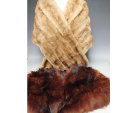 A VINTAGE PASTEL MINK FUR STOLE, together with a two vintage fur capes and an ivory coney fur coat (4)