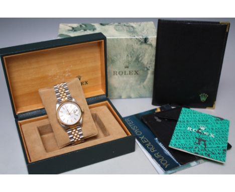 ROLEX - A BI COLOUR OYSTER PERPETUAL DATEJUST SUPERLATIVE CHRONOMETER, with insurance certificate stating model number 16233 