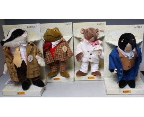 FOUR STEIFF LIMITED EDITION WIND IN THE WILLOWS CHARACTERS, comprising Mole - No. 2804 of 4000,  Ratty - No. 0471 of 4000, To
