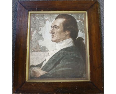 CARL JOSEPH BAUER (1897-1989). Portrait study of Johann Wolfgang von Goethe, signed with monogram in plate lower right, limit