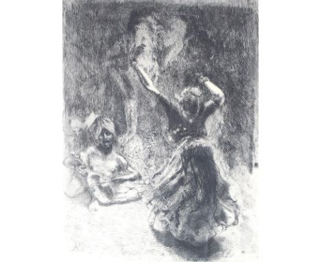 Besnard, Albert: (1849 Paris 1934). La Bayadère de Tajore. Radierung. 1914. 30 x 24 cm. I.d. Pl. monogr. In Bleisitft sign. -
