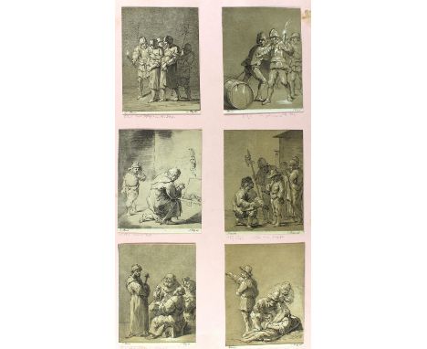 Piloty, Ferdinand d.Ä.: (1786 Homburg - München 1844). 1 Bl. mit 6 punktuell aufgeklebten Kreidelithographien mit Tonplatte n