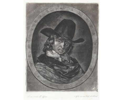 Gole, Jakob: (1660 Amsterdam 1737). Porträt Adriaen van Ostade. Schabkunstblatt nach A. v. Ostade. Plgr. ca. 23 x 17 cm, Blgr