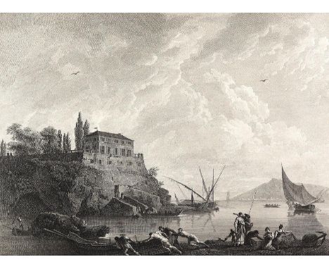 Daudet, Robert: (1737 Lyon - Paris 1824). Le Soleil couchant. Kupferstich nach Vernet. 32,5 x 42 cm.  ╔Dabei: Le Coup de Sole