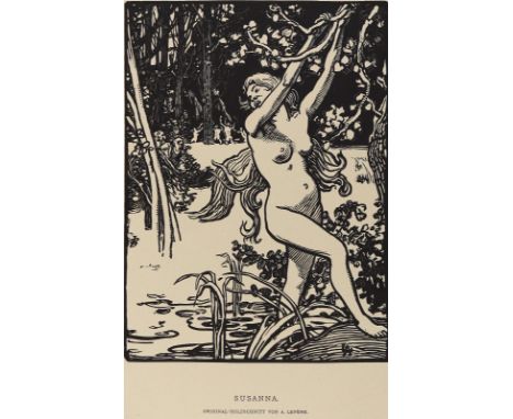 Lepère, Auguste: (1849 Paris - Domme 1918). Susanna und die beiden Alten. Holzschnitt. 21 x 15,5 cm.   R