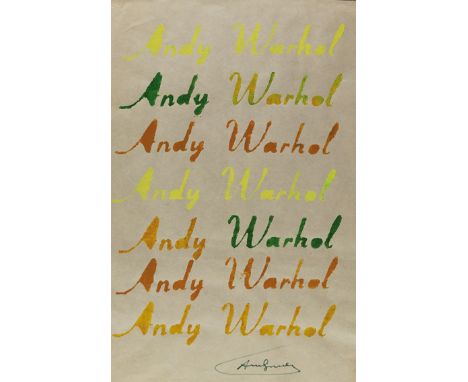 Warhol, Andy: (1928 Pittsburgh - New York 1987). Wallpaper "Andy Warhol". Schablonen-Druck (Pochoir) in Grün, Gelb, Hellbraun