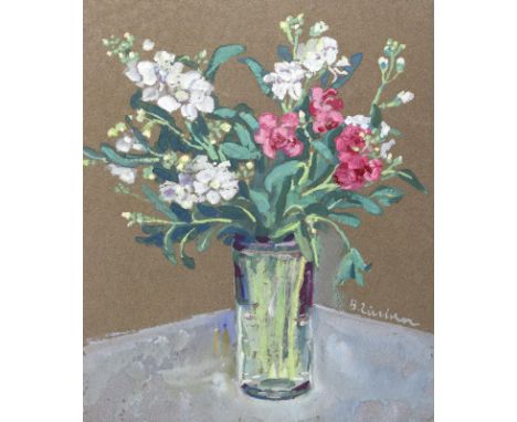 Züricher, Bertha: (1869 Berg 1949). Blumenstrauß. Mischtechnik (Gouache und Aquarell) auf braunem Papier. Ca. 32 x 26 cm. Rec
