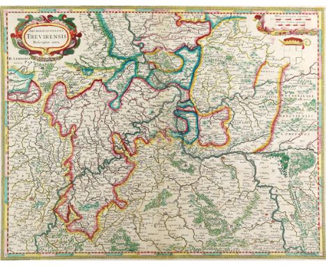 Trier.: Archiepiscopatus Trevirensis Descriptio nova. Grenzkolor. Kupferstichkte (von J.Janssonius). Um 1640. 41,5 x 52,5 cm.