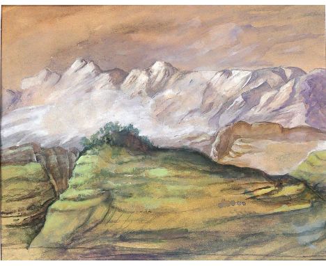 Hellgrewe, Jutta: (1934 Bad Langensalza - 1998). Alpenlandschaft. 2 Aquarelle. Je ca. 18 x 23 cm. Je unter Passep. mont. - Au