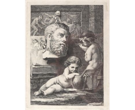 Bossi, Benigno.: (1727 Arcisate - Parma 1792). Allegorie der Malerei - Rückenansicht eines Mannes, eine Stufe nehmend. Nach P