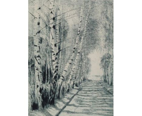 Gabrisch, Bruno: (1893-1975). 5 Bl. mit Landschaften (4) u. einer Teilansicht. Radierungen in Schwarz, bzw. Braun bzw. mit bl