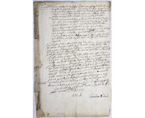 Budaeus, Gerardus.: Eh. Brief mit Untersch. (Halberstadt), 21. 2. 1592. 4°. 1 S.  An Johannes Vivarius, Rektor des Jesuitenko