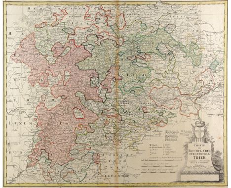 Trier, Erzbistum.: Altkol. Kupf.-Kte. von F.L. Güssefeld bei Homann Erben, dat. 1789. Mit Wappenkartusche. Qu.Fol. - Mit Mitt