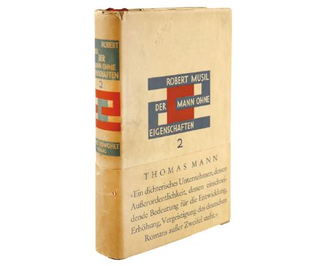 Musil,R.: Der Mann ohne Eigenschaften. Roman. Bd. 2 (von 3). Bln., Rowohlt 1933. 605 S., 1 Bl. Olwd. mit OU (Dieser tls. etw.