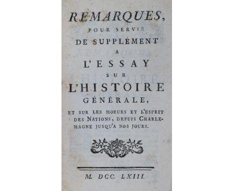 Voltaire,F.M.A.de.: Collection complette des Oeuvres. Premiere edition. 8 Bde. der Reihe. (Genf, Cramer) 1757-63. Mit 1 gest.