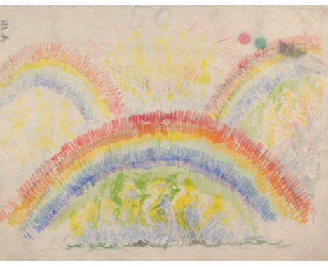 Poelzig, Hans: (1869 Berlin 1936). König, Lear, Farbvision. Farb. Kreide auf Pergamin, 1923. 25,5 x 32,5 cm. Verso hs. "Nr. 1