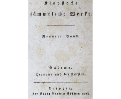 Klopstock,(F.G.).: Sämmtliche Werke. 10 in 5 Bdn. Lpz., Göschen 1854-55. Kl.8°. Mit gest. Portrait-Front. u. 4 gest. Taf. Hld