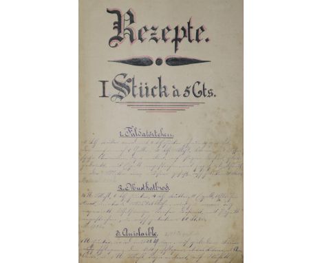 Sammlung: von 9 Schriften Koch- u. Rezeptbüchern. Deutsche Handschriften auf Papier, 19.-20. Jh. Versch. Formate u. Einbde. -