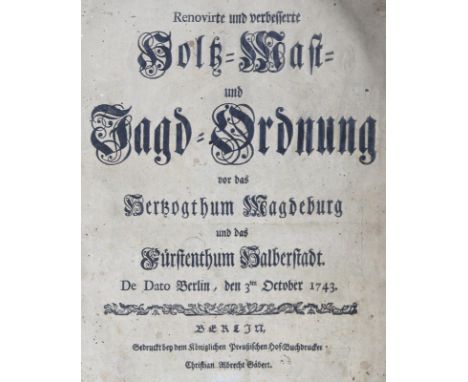 Fleming,H.F.v.: Der Vollkommene Teutsche Jäger, Darinnen die Erde, Gebürge, Kräuter und Bäume, Wälder, Eigenschaft der wilden