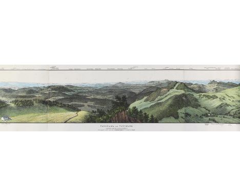 Passwang.: Panorama vom Passwang. Kolor. Federlithographie von 7 Steinen von Anton Winterlin bei J.J.Schneider-Gyssler, Basel