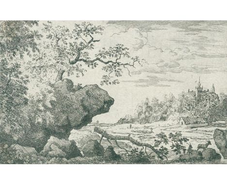 Everdingen, Allaert van: (1621 Alkmaar - Amsterdam 1675). Felsenlandschaft mit Wanderer/ Felsenlandschaft mit Ziegen. 2 Radie