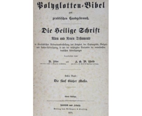 Polyglotten-Bibel: zum praktischen Handgebrauch. bearb. v. R. Stier u. K.G.W. Theise. 4. Aufl. Nur AT (ohne NT) in 5 Bdn. Bie