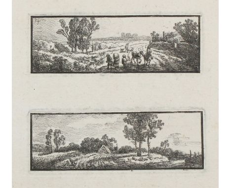 Klengel, Johann Christian: (1751 Kesseldorf - Dresden 1824). Landschaften mit Staffagen. 2 Radierungen auf einem Blatt, 1771.