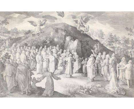 Bruyn, Nicolas de: (1565/71 Antwerpen - Rotterdam 1656). Christi Himmelfahrt. Kupferstich. 1613. 43,3 x 66,7 cm. - Wurzbach 4