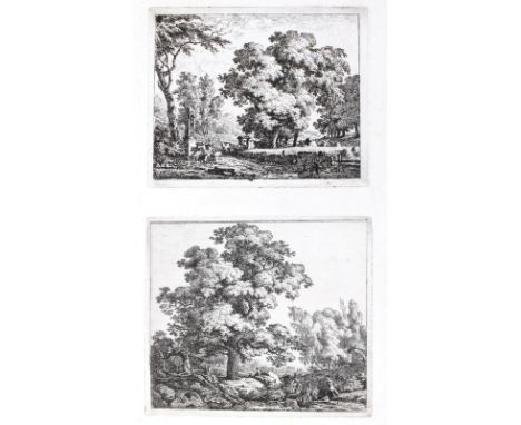 Demarne, Jean-Louis: (1754 Brüssel - Battignolles 1829). Flusslandschaft mit Hirtin, die ihre Tiere trinken lässt. - Rastende