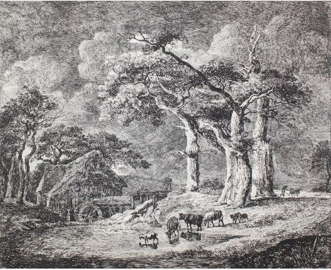 Menken, Johann Heinrich: (1766 Bremen 1839). Kühe am Wasser. Radierung. 18,7 x 22,5, Blgr. 20 x 23,8 cm. - Heller-Andr. 3. - 