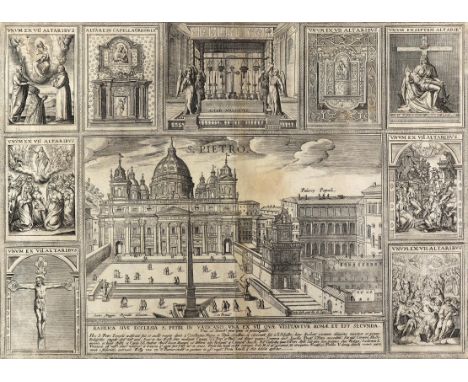 Maggi, Giovanni: (1566 Rom - 1618). St. Pietro. Kupferstich. Blgr. 42 x 59 cm. Auf Papier aufgezogen. - Kl. Eckverlust am li.