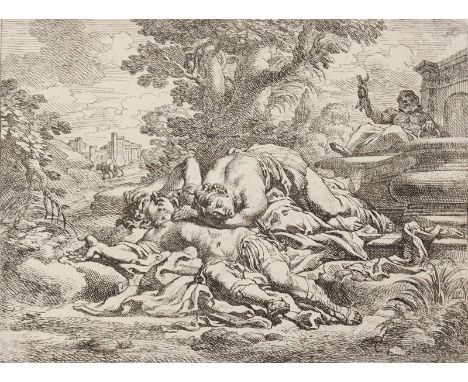 Schut, Cornelius I: (1597 Antwerpen 1655). Pyramus und Thisbe. Radierung. Plgr. ca. 17,5 x 23. Unter Passep.   R