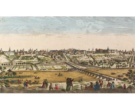 Guckkastenkupfer.: Madrid. "A General View of the City Madrid the Capital of the Kingdom of Spain". Gesamtansicht über die Br