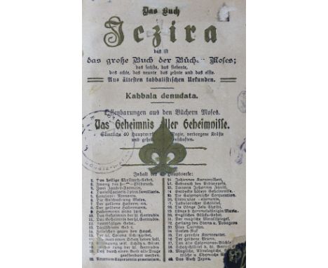 Buch Jezira, Das,: das ist das große Buch der Bücher Moses; das sechste, das siebente, das neunte, das zehnte und das elfte. 