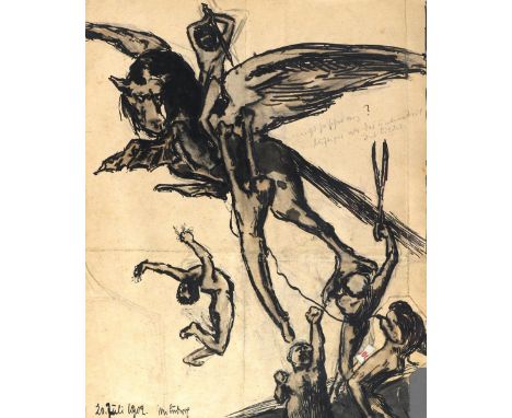 Ludwig, Paul Max: (1873 Dresden - Seefeld-Oberalting 1940). 18 Bl. mit Entwurfsskizzen für den Beethoven-Zyklus. Tusche- u. K