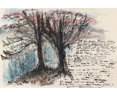 Lange, Horst: (1904 Liegnitz - München 1971) zugeschrieben. Illustration zu dem Gedicht "Als wir einen Baum fällten". Tusche 