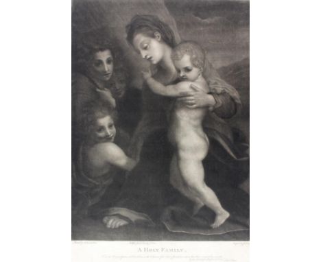 Dean, John: (1754 London 1798). A Holy Family. Mezzotinto n. Andrea del Sarto bei J.Dean 1783. Plgr. 55,5 x 38, Blgr. 56,7 x 