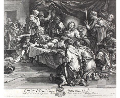 Audenaerd, Robert van: (1663 Gent 1743). Tod Marias. Kupferstich u. Radierung auf festem Bütten n. C.Maratta bei J.Frey, Rom 