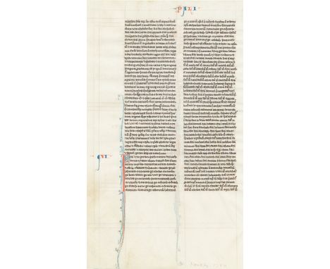 Bibel, lateinisch,: Nordfrankreich, Ende 13. Jh. Pergament (äußerst feines Jungfernpergament), 1 Bl. 18,5 x 12,7 cm. Schrifts