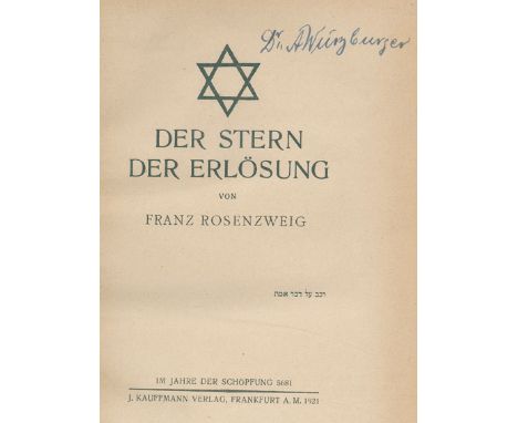 Rosenzweig,F.: Der Stern der Erlösung. 3 Teile in 1 Band. Frankfurt am Main, J. Kauffmann 1921. Gr.-8°. 532 S., [2] Bl. OHln.