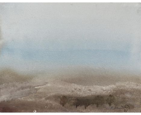 Sandstede, Becky: (1909 Oldenburg - Berlin 1999). Meereslandschaft. Aquarell auf festem Papier 1983. Blgr. 19 x 24,5 cm. Unt.