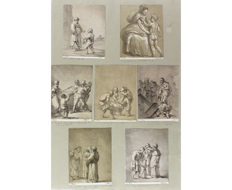 Piloty, Ferdinand d.Ä.: (1786 Homburg - München 1844). 1 Bl. mit 7 punktuell aufgeklebten Kreidelithographien mit Tonplatte n