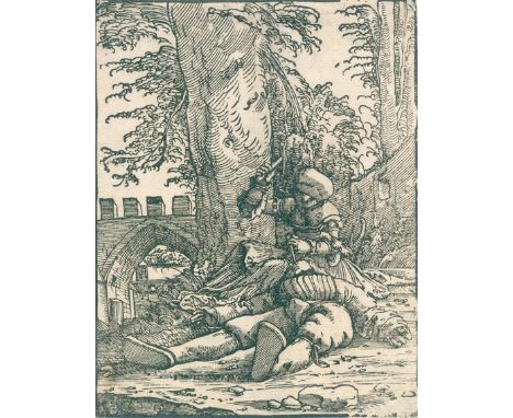 Altdorfer, Albrecht: (1480 Landshut - Regensburg 1538). Jael und Sisera. Holzschnitt auf Bütten um 1513. 12,2 x 9,5 cm. Bis z