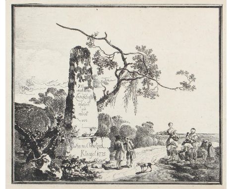 Klengel, Johann Christian: (1751 Kesseldorf - Dresden 1824). Titelblatt der Folge von versch. Landschaften. Radierung, 1775. 