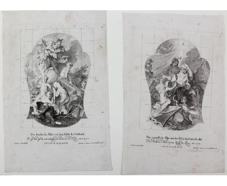 Nilson, Johann Esaias: (1721 Augsburg 1788). Die vier Lebensalter. 2 Radierungen (2/4). Das kindische Alter mit dem Bilde der