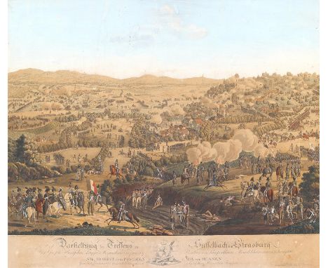 Straßburg.: Darstellung des Treffens an der Suffelbach bey Strasburg 1815. Blick in das Tal mit marschierenden u. kämpfenden 