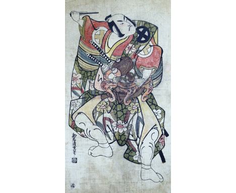 Kiyoshige, Torii: (tätig 1720-1760 in Edo). Der Schauspieler Otan hiroji in einer Rolle in einem "Soga"-Schauspiel. Kolor. Ho