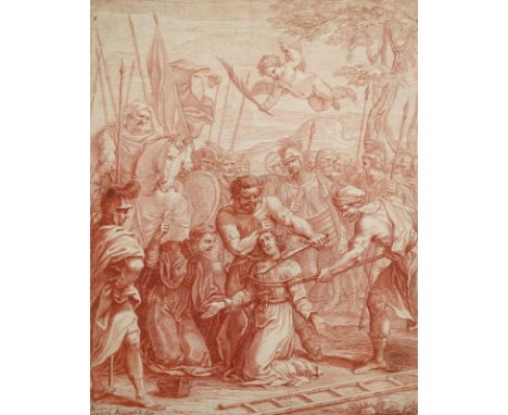 Maratti, Carlo.: (1625 Camerano - 1713 Rom). Enthauptung einer Märtyrerin, große, vielfigurige Szenerie mit der Knienden jung