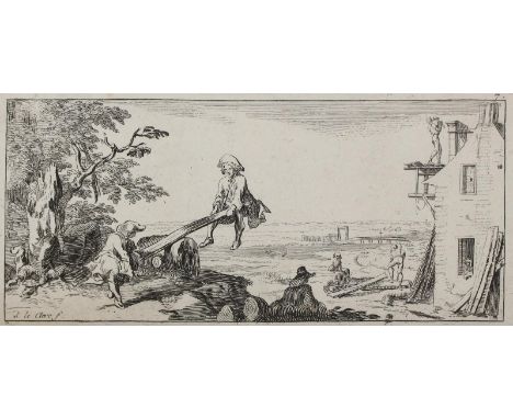 Leclerc, Sébastien I: (1637 Metz - Paris 1714). Kinderspiele auf einer Baustelle - 2 Frauen, im Hintergrund ein Brunnen. 2 Ku